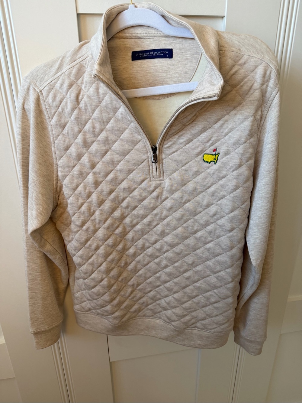 Clubhouse Collection Men's Cream Quilted Half-Zip Pullover - never worn.